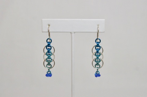 *Complicated Circles Earrings in Blue Ombre and Silver Enameled Copper